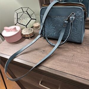 Patricia Nash Paris Leather Satchel in
Safflower Blue